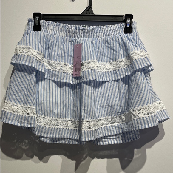 wild fable Pants - Wild Fable Women’s Tiered Lace Trim Mini a-Line Skort Light Blue XS NWT